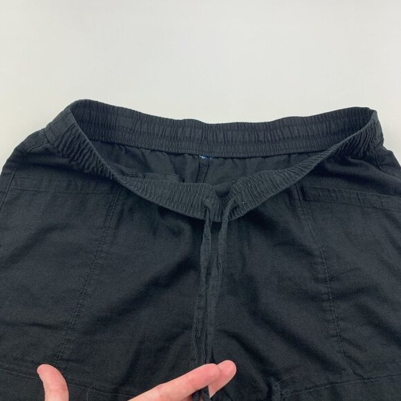 Old Navy Black Linen Blend High Rise Pull On Shorts M - Picture 2 of 5